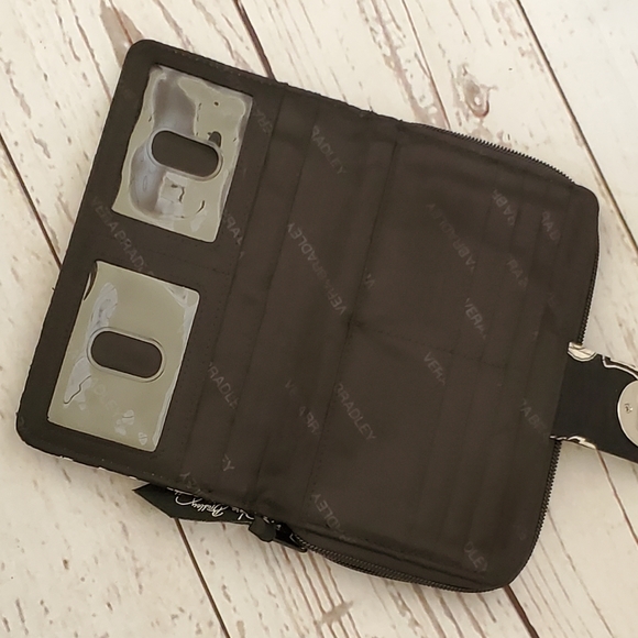 Vera Bradley Midnight Paisley print turn lock wallet black and white - Picture 5 of 9